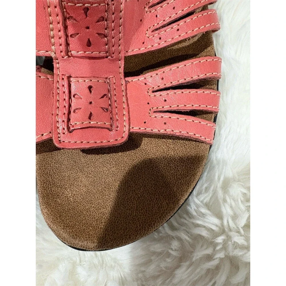 Clarks Women's Slingback Strappy Sandals Dark Pink Size 8M Comfort Footbed - Picture 5 of 8